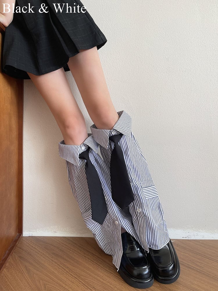 4 Color Options Navy Striped Pattern Shirt-shaped Design Leg Sleeves