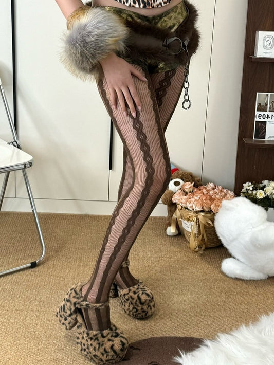 Brown/Purple/Black/White/Gray Y2K Semi-sheer Tights