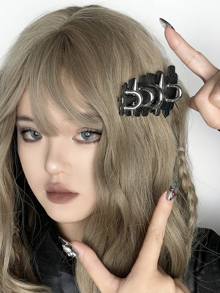 Punk Black PU Hairclip