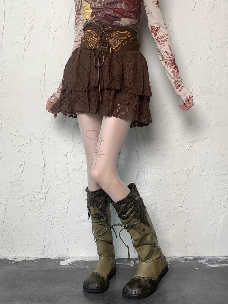 Y2K Stars and Heart Print White Wasteland Punk Tights