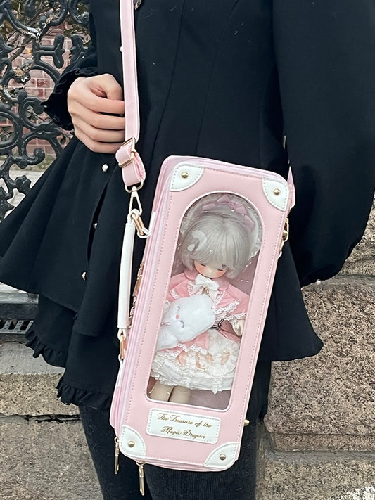 Pink Diamond Pattern 1/6 Scale BJD Doll Bag with Two Straps