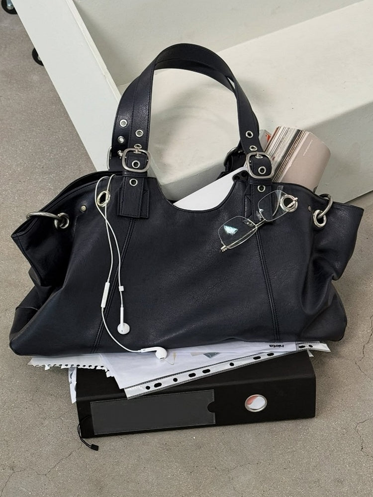 Edgy Black Large Capacity Minimalist Tote Bag