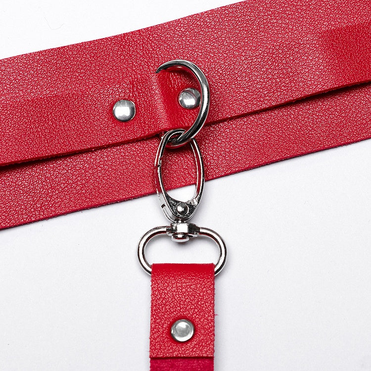 Red Punk PU Harness