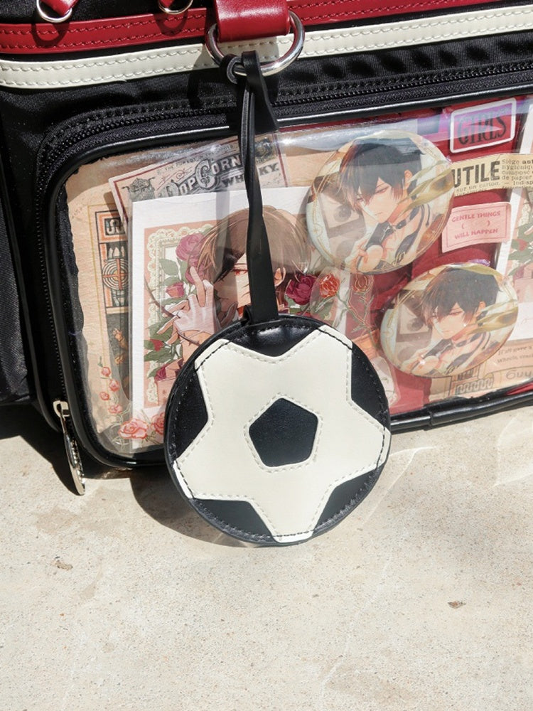 Black & Red Letters Applique Ita Bag with Football Design Charm