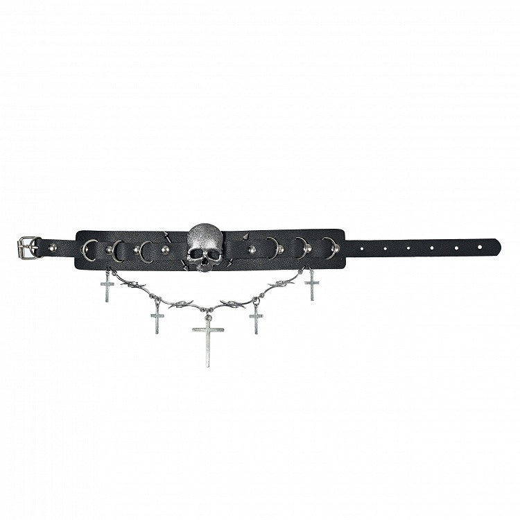 Gothic Cross Pendants Black PU Choker