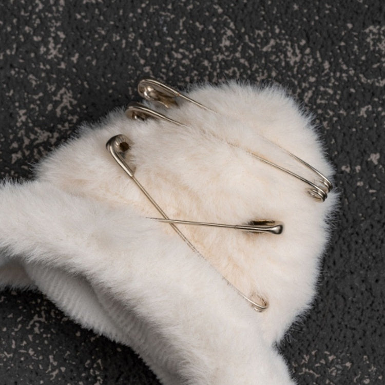 Metal Cross Goth White Plush Kitten Ears KC