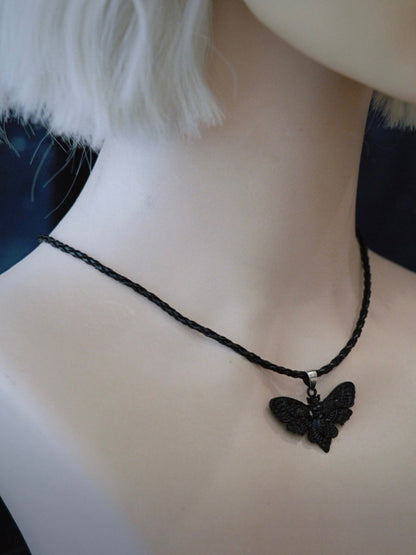 Handmade Gothic Black Moth Pendant Necklace