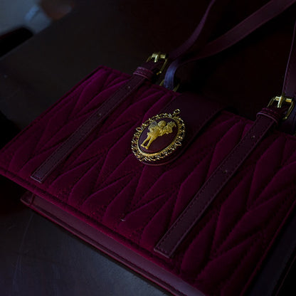 Red Little Angel Vintage Velvet Christmas Shoulder Bag