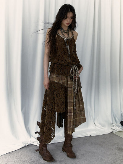 Hemp Rope Design Brown Loose Cami Top