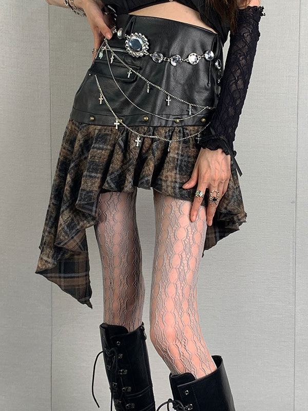 Gray Y2K Cut-out Design Tights