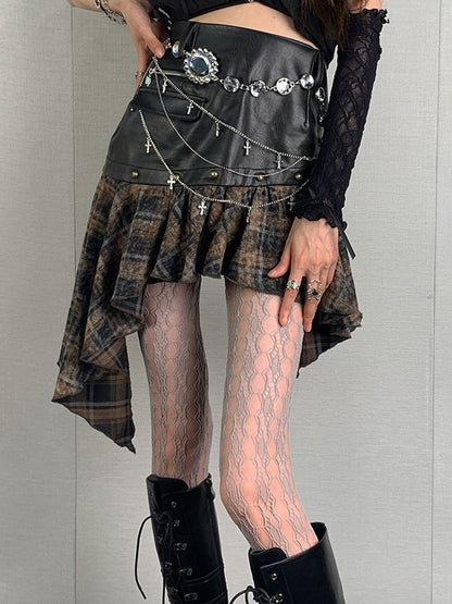 Gray Y2K Cut-out Design Tights