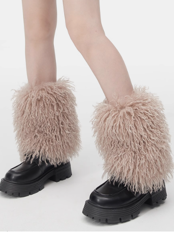 Coffee/Camel/Black Shaggy Leg Warmers