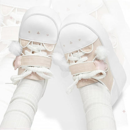 Y2K Pink & White Regular/Thicken Version Platform Canvas Sneakers