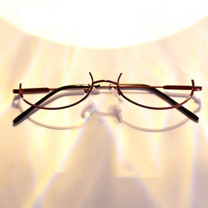Cyberpunk Wine Red Semi-rimless Glasses Y2K Lensless Eyeglasses Frame