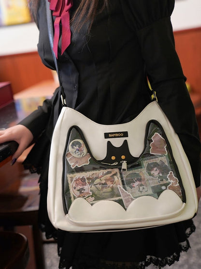 White Bat Design Crossbody Ita Bag