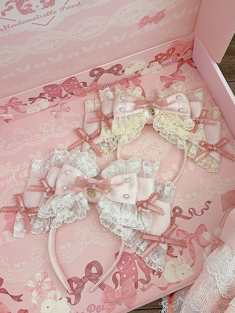 3 Color Options Beaded Decorated Lace Trim Bowknot KC