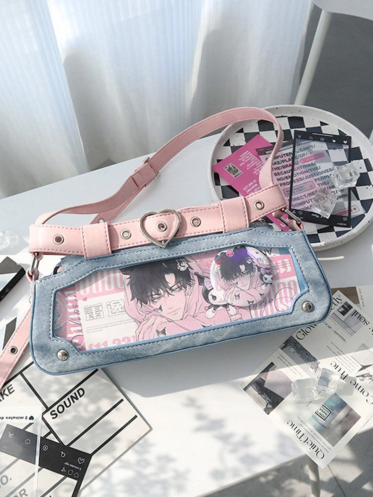 Blue and Pink Ita Bag with Chain and Heart Charm