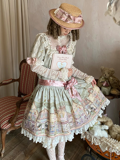 Sweet Lolita Straw Hat with Pink Bow Accent