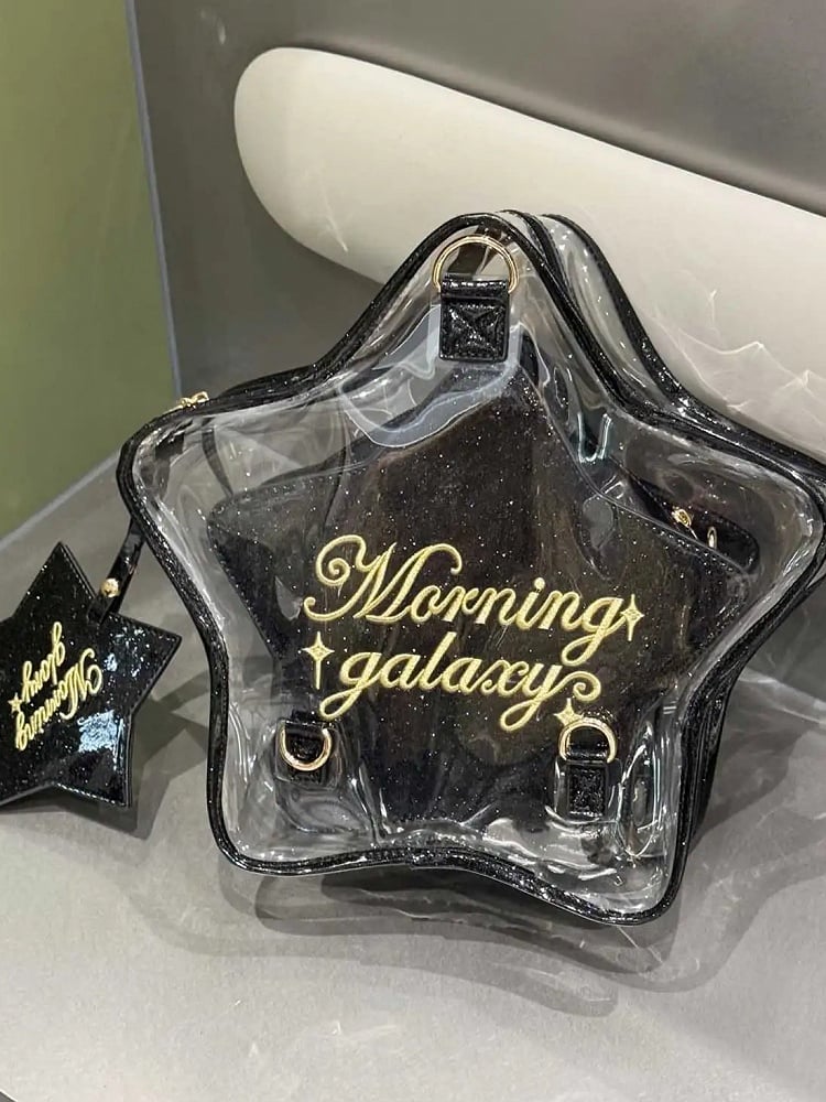 Black PU Star-shaped Ita Bag Set with Detachable Badge Charm