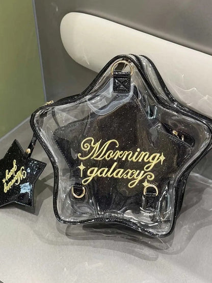 Black PU Star-shaped Ita Bag Set with Detachable Badge Charm