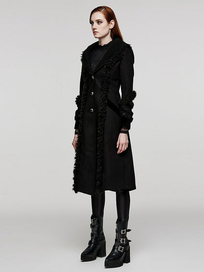 Plus Size Goth Black Plush-strips Coat