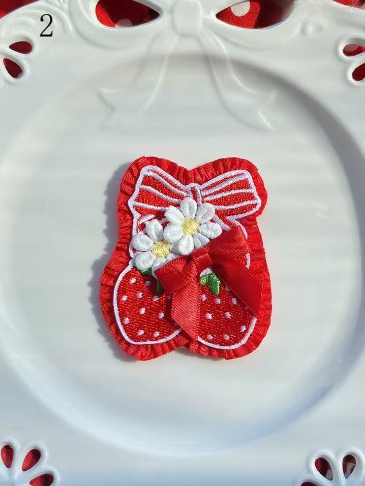 11 Options Bowknot Decorated Cherry/Strawberry/Cake Brooch/Hairclip