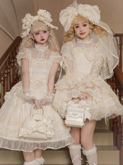 Creamy White Bead Details Hand Bag / Crossbody