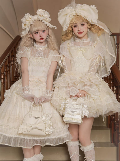 Creamy White Bead Details Hand Bag / Crossbody