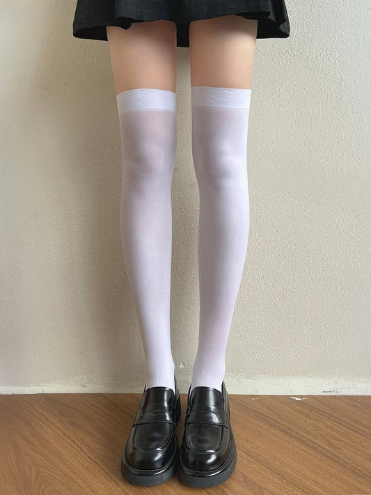 White/Milk White/Black Overknee Stockings