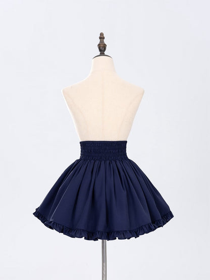 Fanart Fashion Dark Blue Crisscross Heart Buckle Straps High Waist Skirt