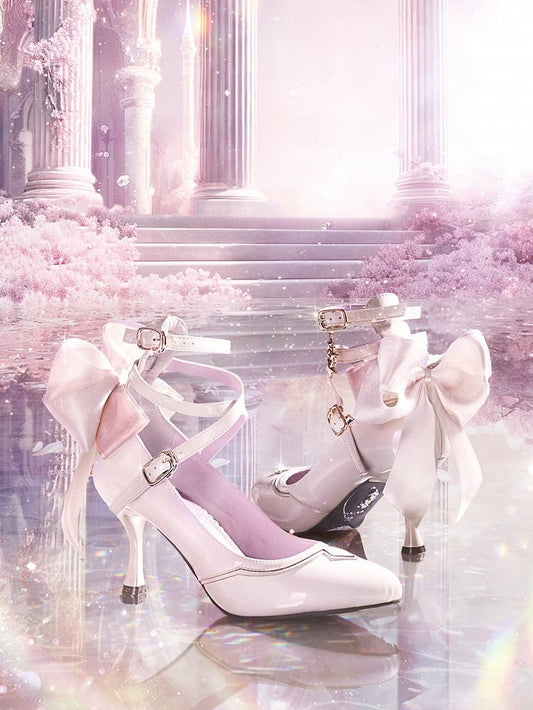 Star Dream White High Heels Bow at Back