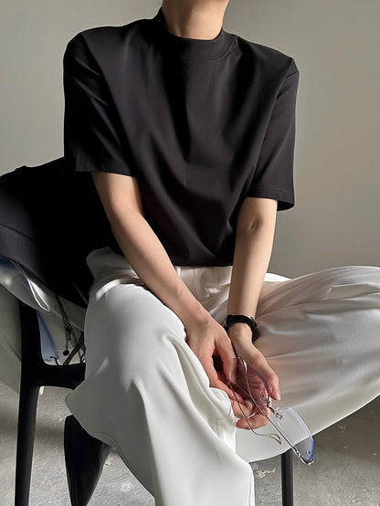 Ouji Lolita Black Unisex Short Sleeve Mock Neck T-shirt