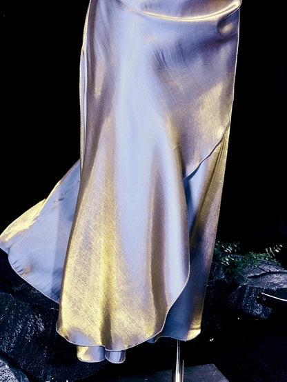 Purple Asymmetrical Flounce Hem Summer Cami Dress