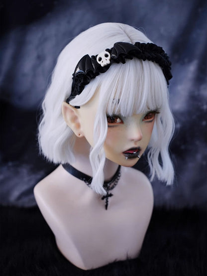 Handmade Skull Wings Black Pleated KC