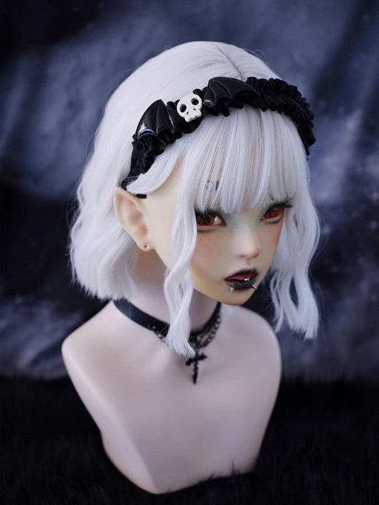 Handmade Skull Wings Black Pleated KC