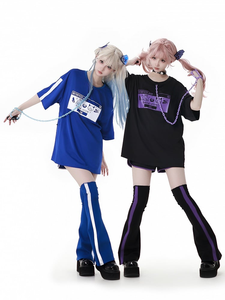 Black and Purple Colorblock Design Leg Warmers