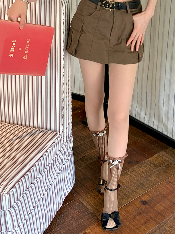 White/Milky White/Black/Red/Purple/Grey/Brown Lolita Lace Trim Bowknot Socks