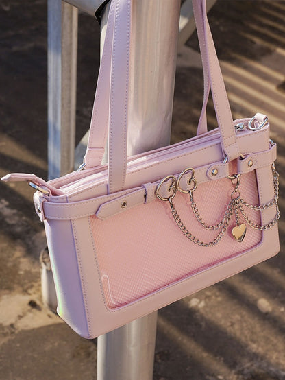 Detachable Chains Pink Ita Shoulder Bag