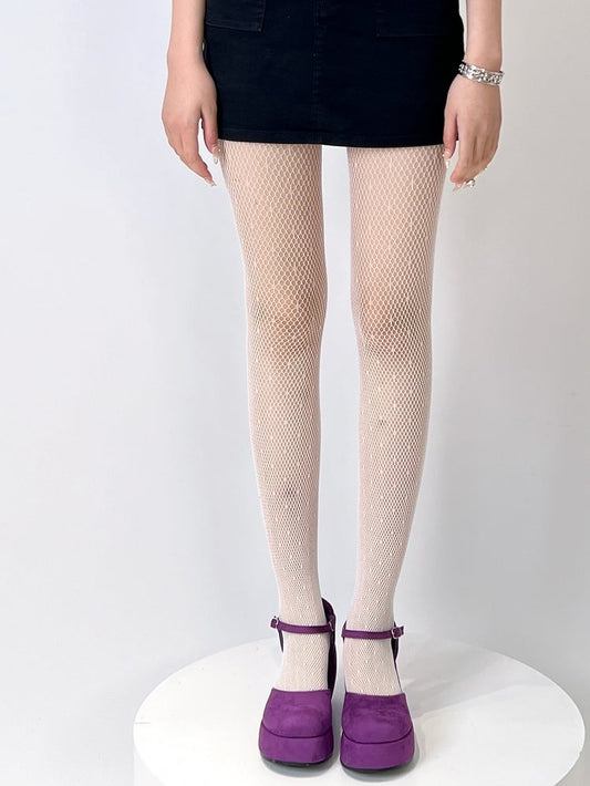 Black/White Polka-dot Pattern Tights