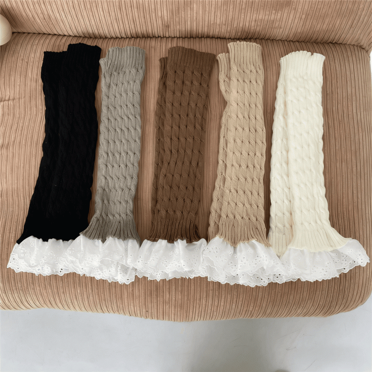 5 Color Options Lace Trim Knitted Leg Warmers