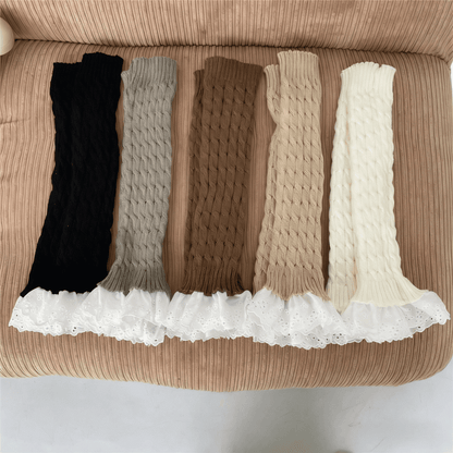 5 Color Options Lace Trim Knitted Leg Warmers