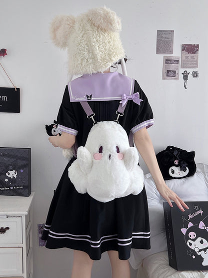White Ghost Shaped Plush Backpack Large Size
