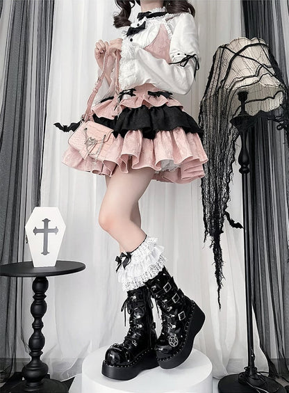 Buckle Straps Polished Black Platforms Punk Boots with Star-shaped Metal Plates