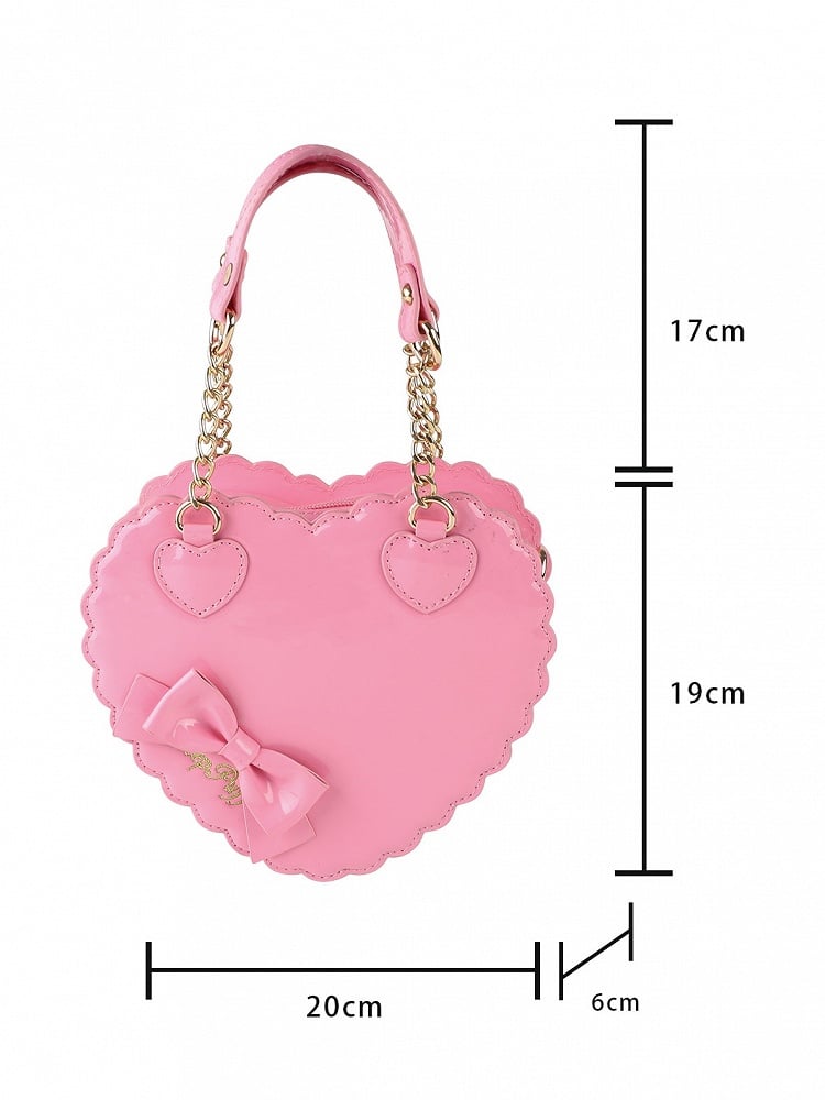 Barbie Pink Sweet Lolita 2-Way Bag in PU Leather - Heart-shaped Design, Bow Accents & Zip Closure