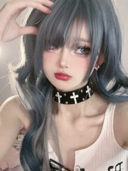 Red&Black/Black&White Punk Cross Choker