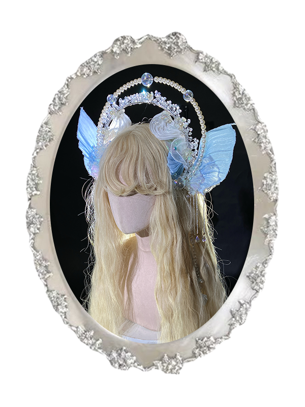 Pink / Blue Fairy Mermaid Beaded Crown Headpiece