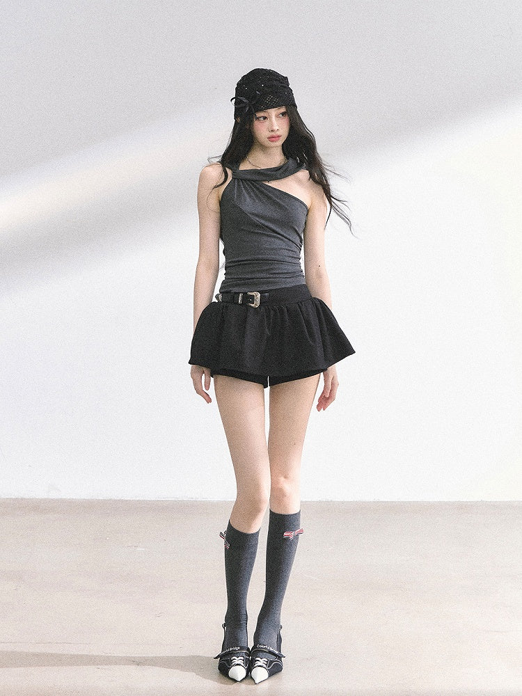 Gray Slim-fitting T-shirt Two Ways Wear