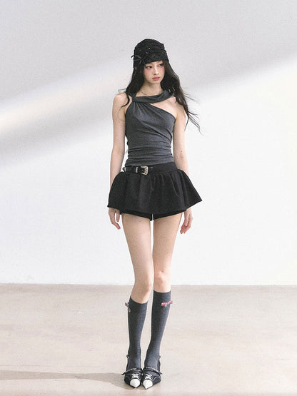 Gray Slim-fitting T-shirt Two Ways Wear