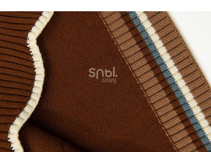 Daisies and Bunny Embroidery Brown Cardigan