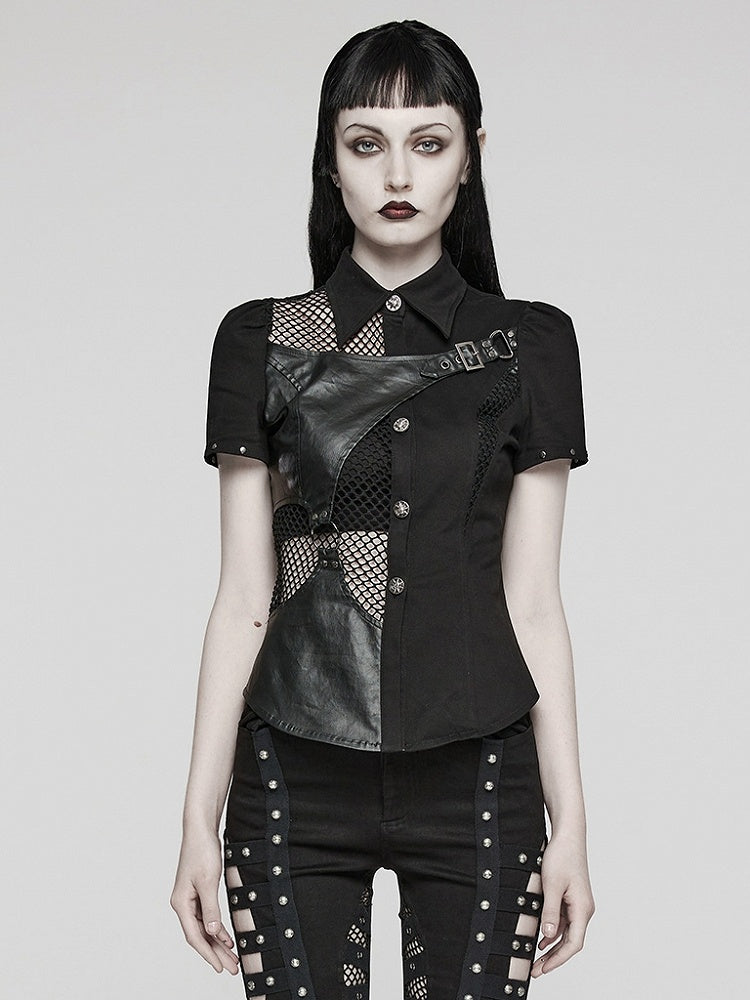 Black Punk Asymmetrical Shirt
